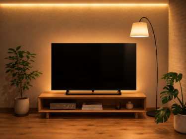 テレビまわりの間接照明で、いつものリビングをワンランク上の空間へ